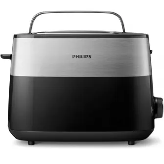 Prajitor de paine Philips HD2516/90, 830 W, 2 felii, fante variabile, functie dezghetare si incalzire, grilaj incalzire integrat, 8 trepte, negru/argintiu