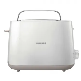 Prajitor de paine Philips HD2581/00, 750 W, 2 felii, 8 setari rumenire, Grill, Functie reincalzire si dezghetare, Alb