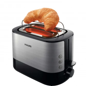 Prajitor de Paine Philips Viva Collection HD2637/90, 1000W, 7 setari, Functie dezghetare, Fante XL, Inox