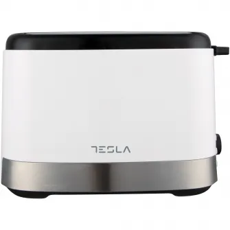 Prajitor de paine Tesla TS300BWX, 800W, 2 felii, grad de rumenire reglabil 7 niveluri, tavita pentru firmituri detasabila, functie Dezghetare, functie Reincalzire, alb