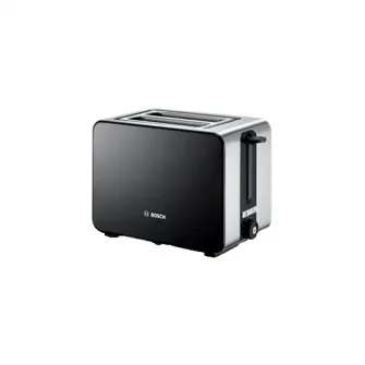 Prajitor paine Bosch TAT7203, 1050 W, 2 felii, Controlul variabil de rumenire, Senzor electronic pentru prajire uniforma, Negru/Inox