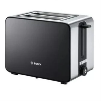Prajitor paine Bosch TAT7203, 1050 W, 2 felii, Controlul variabil de rumenire, Senzor electronic pentru prajire uniforma, Negru/Inox