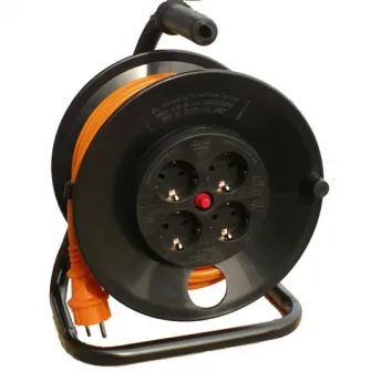 Prelungitor cu tambur Bachmann 4 prize Schuko, cordon HO5VV-F 3G1.5, 50m, Orange