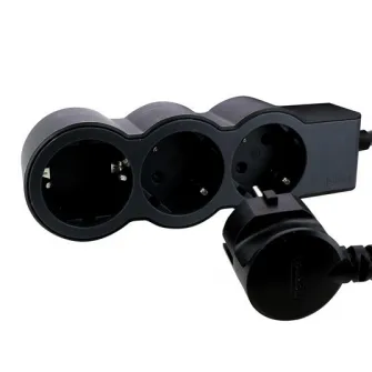 Prelungitor Legrand Revolution L694550, 3 prize, sectiune cablu 3x1.5mm, cordon 1.5m, Negru/Gri