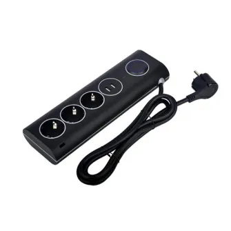Prelungitor pentru birou Strohm, 3 prize, 2xUSB 2.4A, intrerupator, protectie supratensiune, 1.5m, Negru