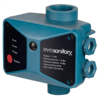 Prescontrol/Presostat electronic 1.1 KW Evosanitary SK24, putere 1100 W, diametru exterior 1 inch, presiune maxim 10 bar, curent maxim operare 10A, pentru pompe de maxim 1100 W
