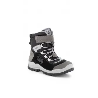 Primigi, Cizme cu garnituri de piele intoarsa si velcro, Negru, Gri inchis, 29 EU