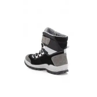 Primigi, Cizme cu garnituri de piele intoarsa si velcro, Negru, Gri inchis, 29 EU