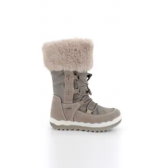 Primigi, Cizme mid-calf cu garnituri de piele intoarsa, Maro taupe, 25 EU