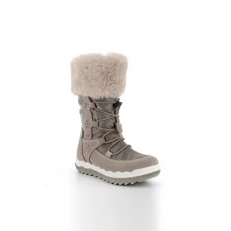 Primigi, Cizme mid-calf cu garnituri de piele intoarsa, Maro taupe, 25 EU
