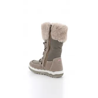 Primigi, Cizme mid-calf cu garnituri de piele intoarsa, Maro taupe, 25 EU