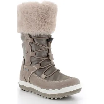Primigi, Cizme mid-calf cu garnituri de piele intoarsa, Maro taupe, 25 EU