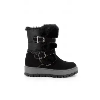 Primigi, Cizme mid-calf de piele intoarsa cu garnituri de blana sintetica, Negru, 28 EU