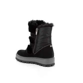 Primigi, Cizme mid-calf de piele intoarsa cu garnituri de blana sintetica, Negru, 28 EU