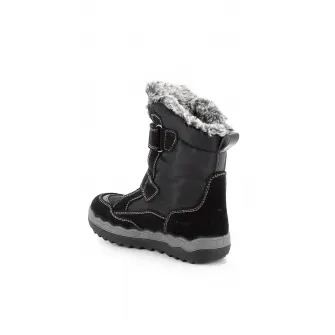 Primigi, Ghete cu velcro si garnituri de piele intoarsa, Negru, 25 EU