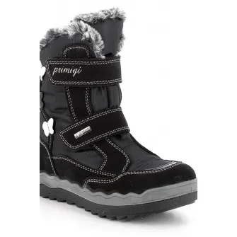 Primigi, Ghete cu velcro si garnituri de piele intoarsa, Negru, 25 EU