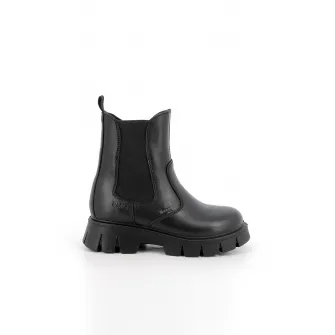 Primigi, Ghete de piele cu segment lateral elastic, Negru, 27 EU