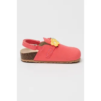 Primigi, Papuci de piele cu platforma, Roz pastel, Lila, Caramel, 22 EU