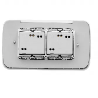 Priza dubla baie cu protectie Gewiss 4M, pentru doza 4M, 16A, IP55, plastic, Alb
