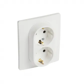 Priza dubla CP Legrand Niloe L396477, montaj incastrat, 16A, 250V, IP20, Alb