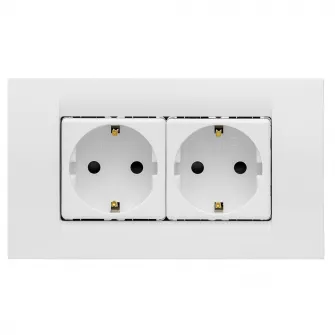 Priza dubla Gewiss 4M, pentru doza 4M, 16A, plastic, Alb