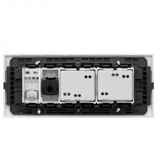Priza dubla + TV + Internet Gewiss 6M, pentru doza 6M, 16A, RJ45 cat. 5E, plastic, Alb