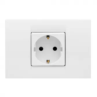Priza simpla Gewiss 2M, pentru doza 3M, 16A, plastic, Alb