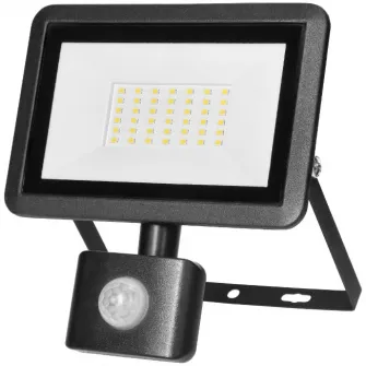 Proiector LED Adviti Faro AD-NL-6254BLR4, cu senzor de miscare, 30W, LED SMD, 2400 lm, IP65, 4000K, Aluminiu, Negru