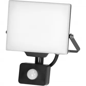 Proiector LED Adviti Porto S AD-NL-6464BLR4, cu senzor de miscare, 30W, LED SMD, 2400 lm, IP44, 4000K, Aluminiu, Negru