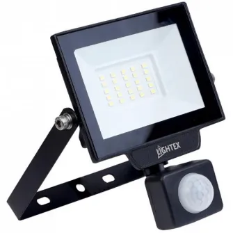 Proiector LED cu senzor Lightex Hero 504AL0011470, 20W, 1800 lm, temperatura lumina rece (6500K), IP65, Aluminiu, Negru, Clasa energetica F