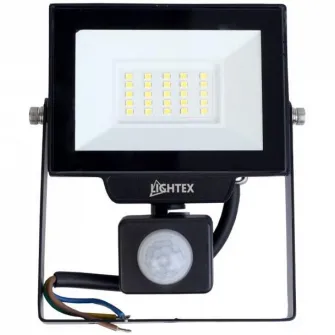 Proiector LED cu senzor Lightex Hero 504AL0011470, 20W, 1800 lm, temperatura lumina rece (6500K), IP65, Aluminiu, Negru, Clasa energetica F