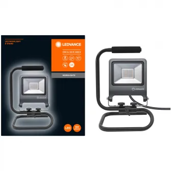 Proiector LED (lampa de lucru) Ledvance S-Stand, 30W, 2700 lm, A+, temperatura lumina 4000K, IP65/IP44, 220-240V, cablu 2m, Aluminiu