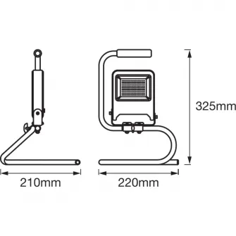 Proiector LED (lampa de lucru) Ledvance S-Stand, 30W, 2700 lm, A+, temperatura lumina 4000K, IP65/IP44, 220-240V, cablu 2m, Aluminiu