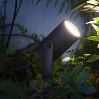 Proiector LED RGB exterior Philips HUE Lily, unitate de baza, 8W, 640 lm, IP65, aluminiu, lumina ambientala alba si color