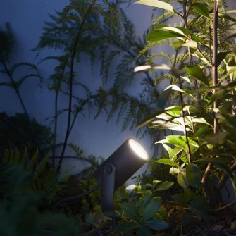 Proiector LED RGB exterior Philips HUE Lily, unitate de baza, 8W, 640 lm, IP65, aluminiu, lumina ambientala alba si color