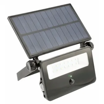 Proiector LED solar cu senzor de miscare GTV Lumos LD-LUMOS10W-64, cu telecomanda, 10W, 850 lm, acumulator 2600 mAh, IP65, Negru
