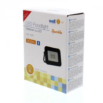 Proiector LED Well, 10W, 800 lm, IP65, 6500K, Negru