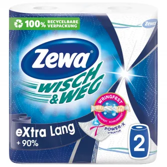 Prosoape de hartie Zewa WischWeg Original Extra Long, 2 straturi, 2 role, 86 foi