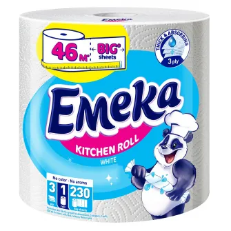 Prosop de bucatarie Emeka White Jumbo, 3 straturi, 1 rola, 230 foi