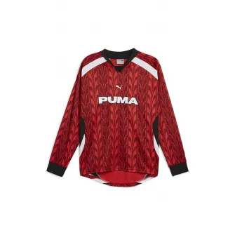 Puma, Bluza cu decolteu in V si logo, Rosu, Alb, S