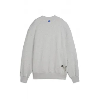 Puma, Bluza de trening cu decolteu la baza gatului pentru baschet Cherry on Top, Gri deschis, Albastru prafuit, Alb optic, S