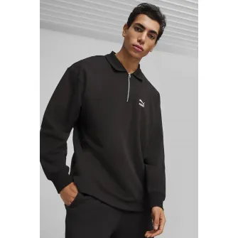 Puma, Bluza de trening unisex cu fenta cu fermoar Better Classic, Negru, L