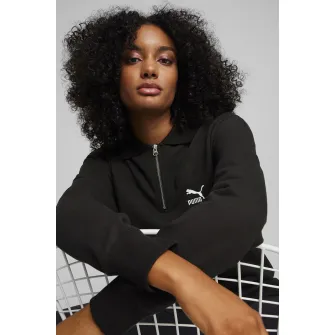 Puma, Bluza de trening unisex cu fenta cu fermoar Better Classic, Negru, L