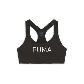 Puma, Bustiera cu imprimeu logo pentru fitness 4Keeps Everscult, Negru stins, Alb optic, XS