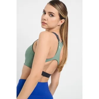 Puma, Bustiera cu imprimeu logo pentru fitness 4Keeps Eversculpt, Verde feriga, XS
