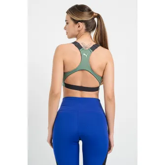 Puma, Bustiera cu imprimeu logo pentru fitness 4Keeps Eversculpt, Verde feriga, XS