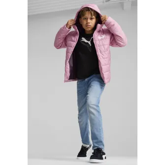 Puma, Geaca cu gluga si vatelina Essentials, Alb, Roz deschis, 152 CM
