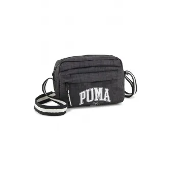 Puma, Geanta crossbody cu imprimeu logo Squad, Alb murdar, Gri inchis