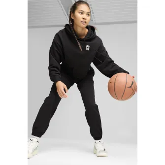 Puma, Hanorac crop cu logo pentru baschet Pivot, Negru, Alb, M