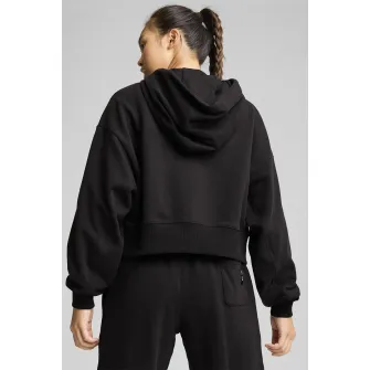 Puma, Hanorac crop cu logo pentru baschet Pivot, Negru, Alb, M